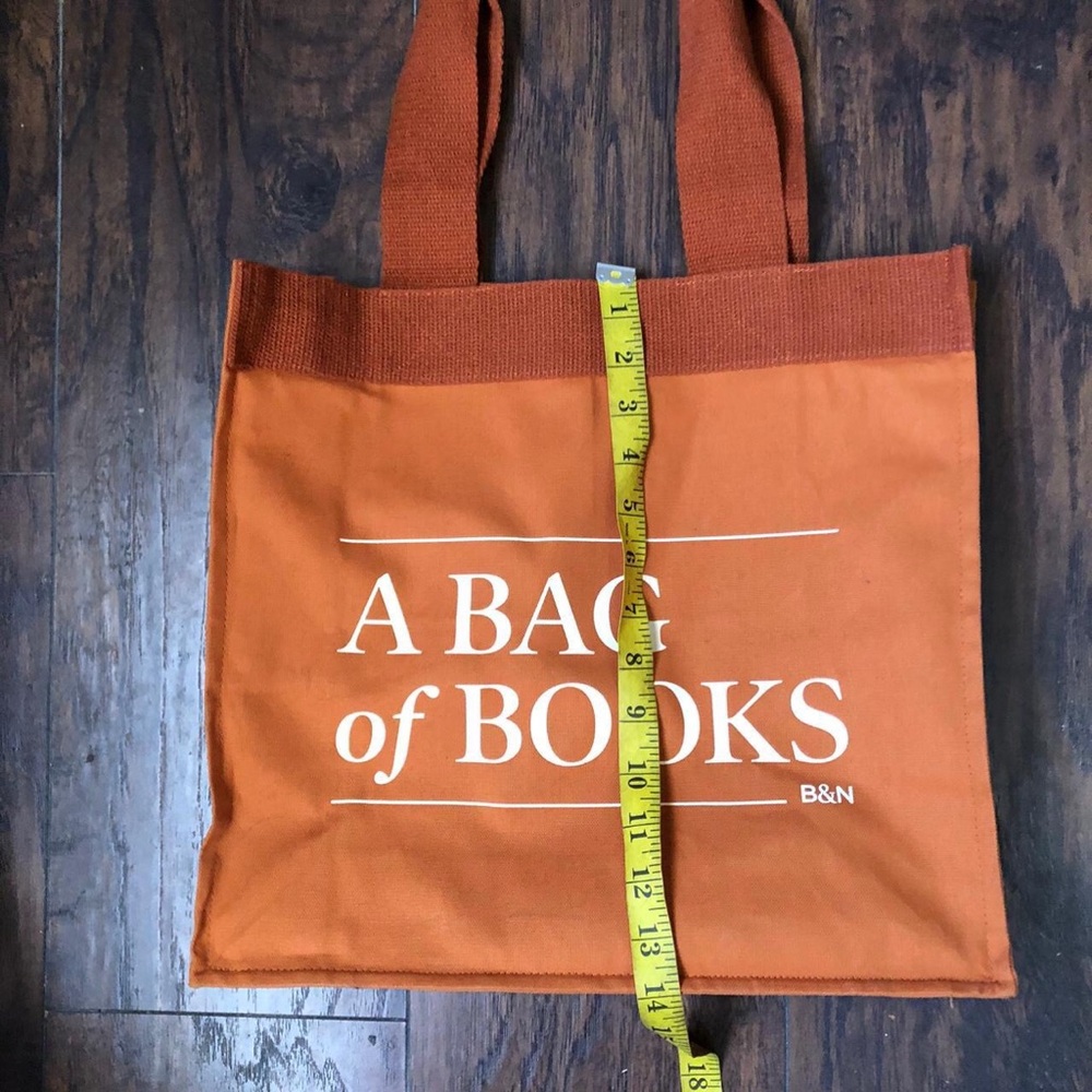 Barnes & Noble A Bag of Books Tote Bag Orange Canvas B&N Bookstore Bag - Picture 4 of 5